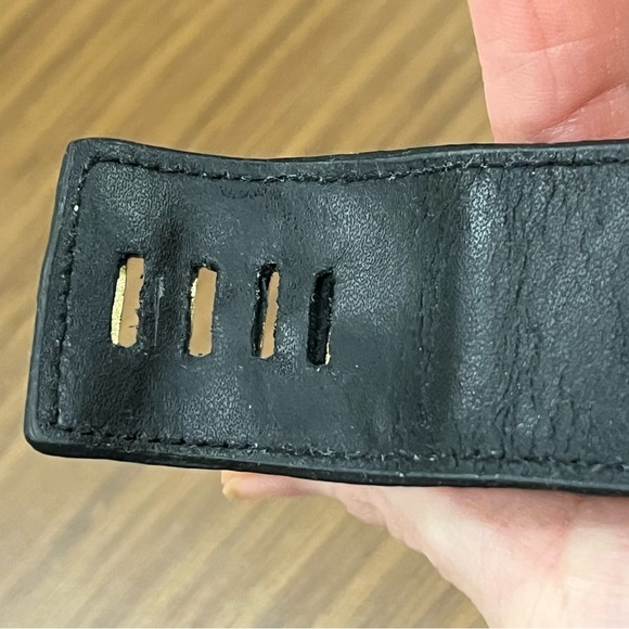 Hermes Collier de Chien leather cuff bracelet noir w/gold hardware fits 6” wrist - Picture 12 of 16